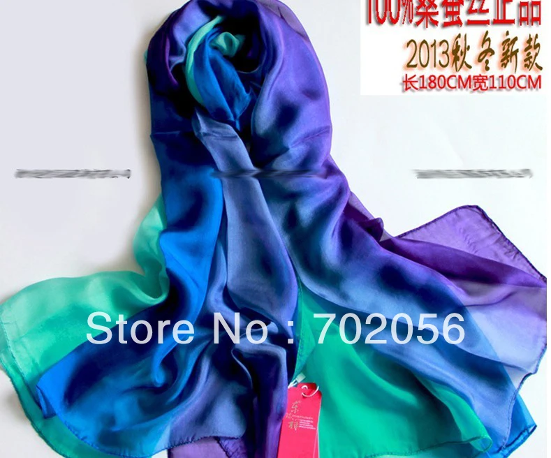 gorgeous women's shaded 100% silk Satin Sarongs Hijabs Bandanas Scarf wrap shawl poncho LARGE 180*110cm 9pcs/lot #3352