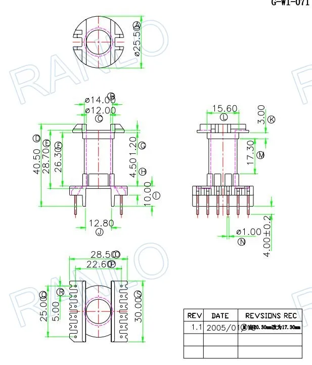 ER35 EC35 (EER3530) vertical 12pin high frequency SMPS ferrite core transformer custom transformer sample 6+6pin