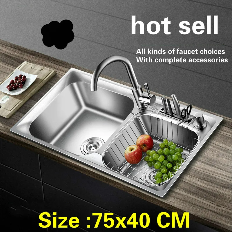 

Free shipping Standard Kitchen sink big double groove stainless steel hot sell 75x40 CM