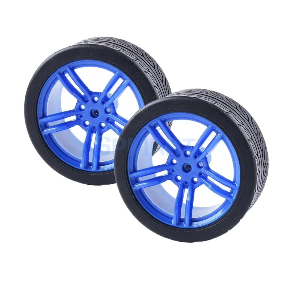 2pcs Rubber Tire TT Motor Car Wheel Smart Car Wheel for Robot RC Model Car Kids DIY Toy accessories