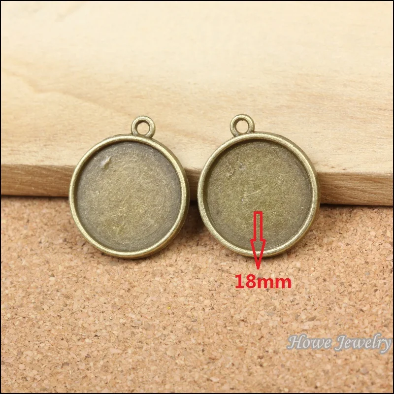 

65pcs round Cameo/Cabochon frame charm antique bronze fit for maxi Necklaces & Pendants 24*21mm (fit 18mm)