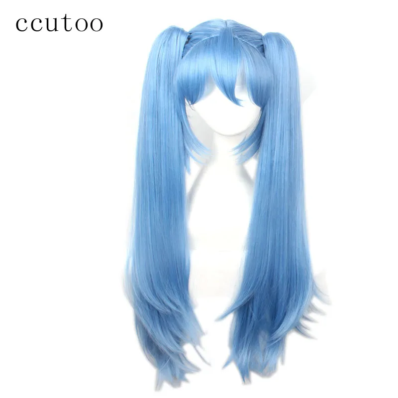 

ccutoo Akb0048 Mayuyu Blue Long Straight Heat Resistance Synthetic Hair Cosplay Costume Wigs Double Chip Ponytails