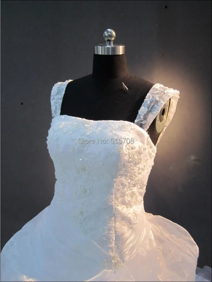 Real foto vestidos de casamento sem alças com alças rendas até applique organza tribunal trem a linha igreja jardim vestido de noiva