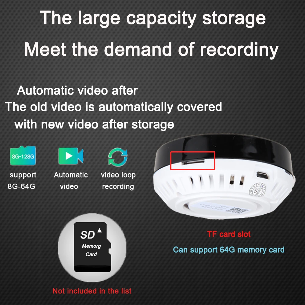 AOUERTK Panoramic Camera 1080P Two Way Audio SD Card Slot WiFi 360 Degree Full View WIFI Video IP Camera Mini CCTV VR Camera