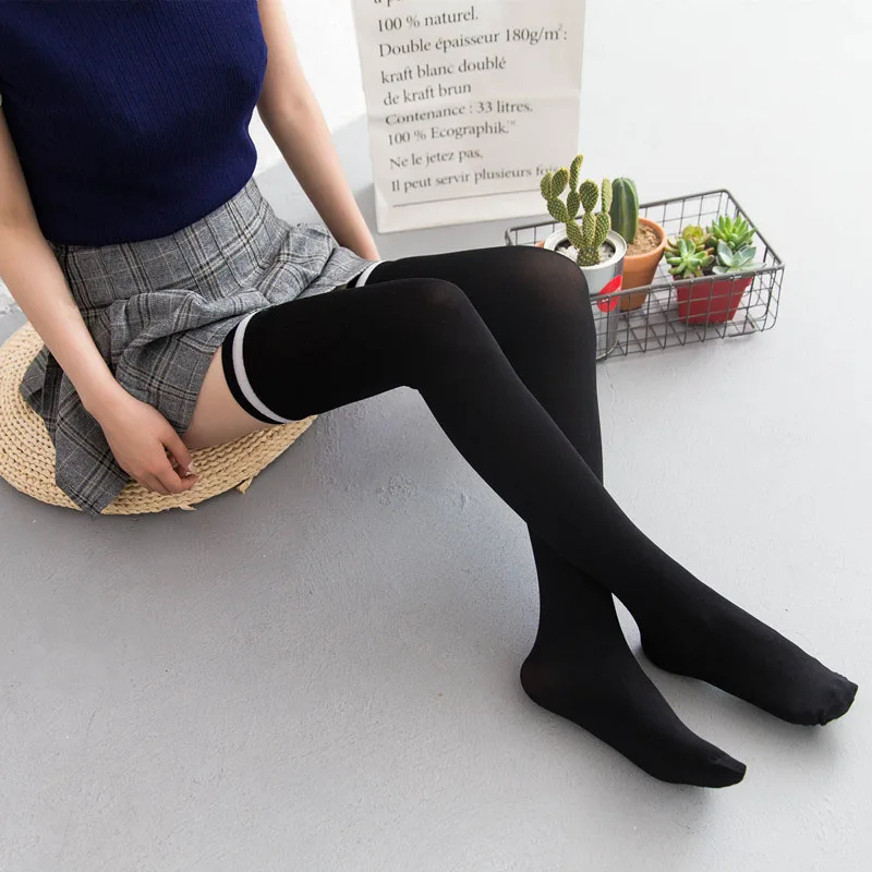 ( 2 pair / lot ) Lengthened thigh stockings 150-185cm Super elastic stockings Add anti-slip belt velvet long stockings DA003