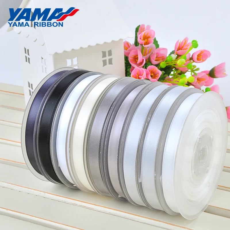 YAMA 100yards Double Face Satin Ribbon 6 9 13 16 19 22 mm Black Red White Silver for Wedding Decoration Handmade Flowers Gifts