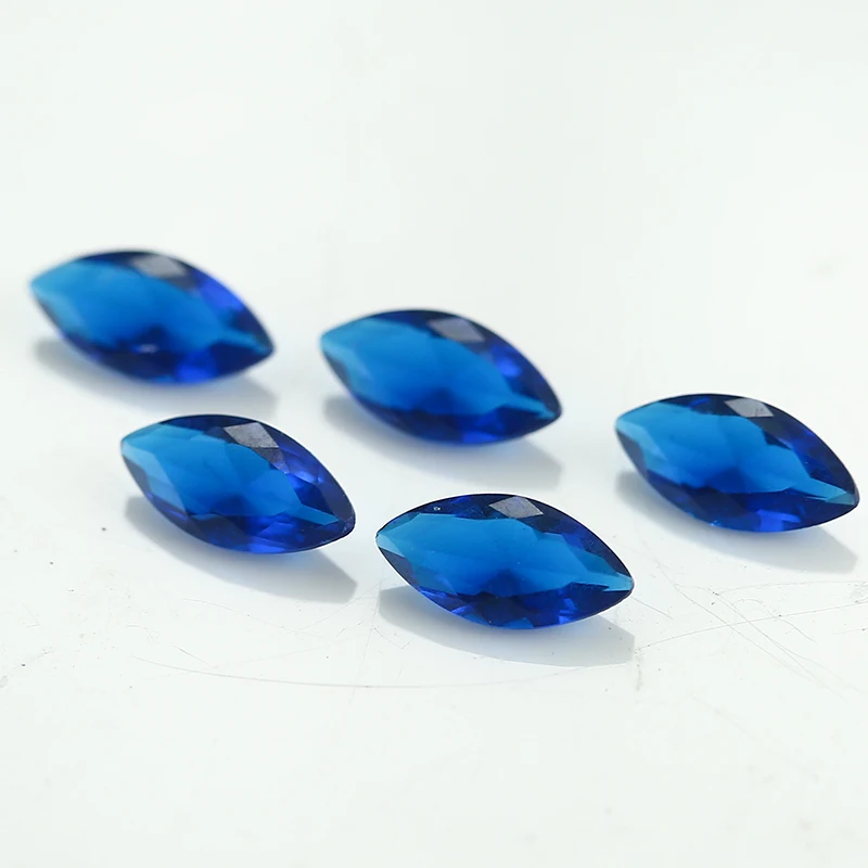 

100pcs 1.5x3~8x16mm Marquise Shape Loose Stone Dark BLue Color Glass Synthetic Gems For Jewelry DIY Stone