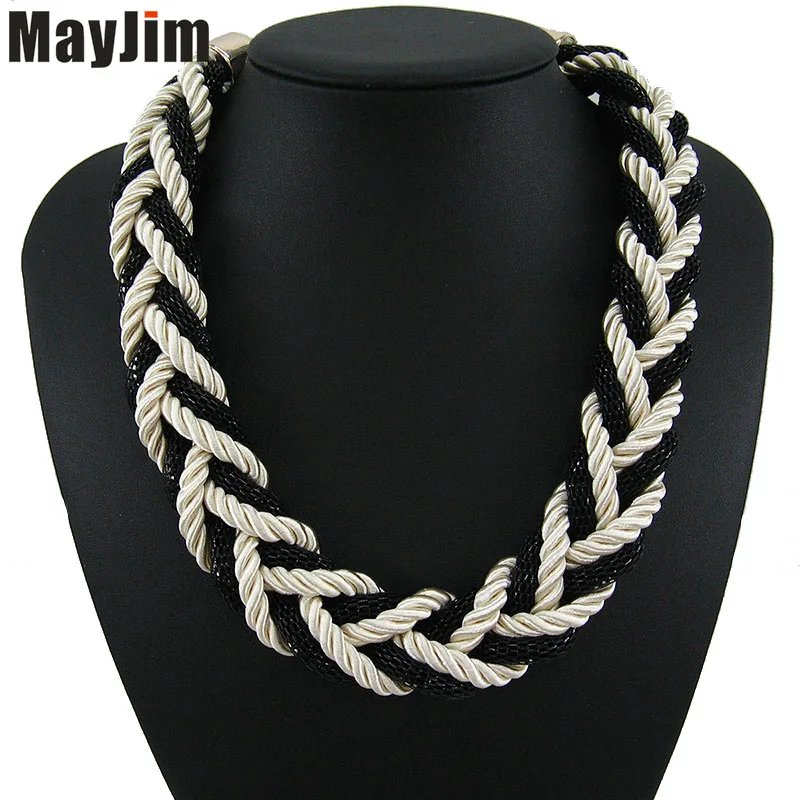 Statement Necklace Vintage Fashion Punk Big Simple Metal Chain braid Twist Chain Necklaces & Pendants Women Jewelry Accessories