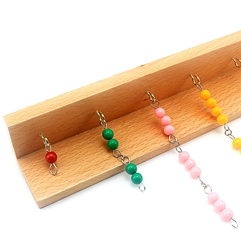 Baby Toys Montessori Colored Beads Chain Math Toys Colorful 1-10 Beads Games Toddler Beech Wood Preschool Training Learning Gift