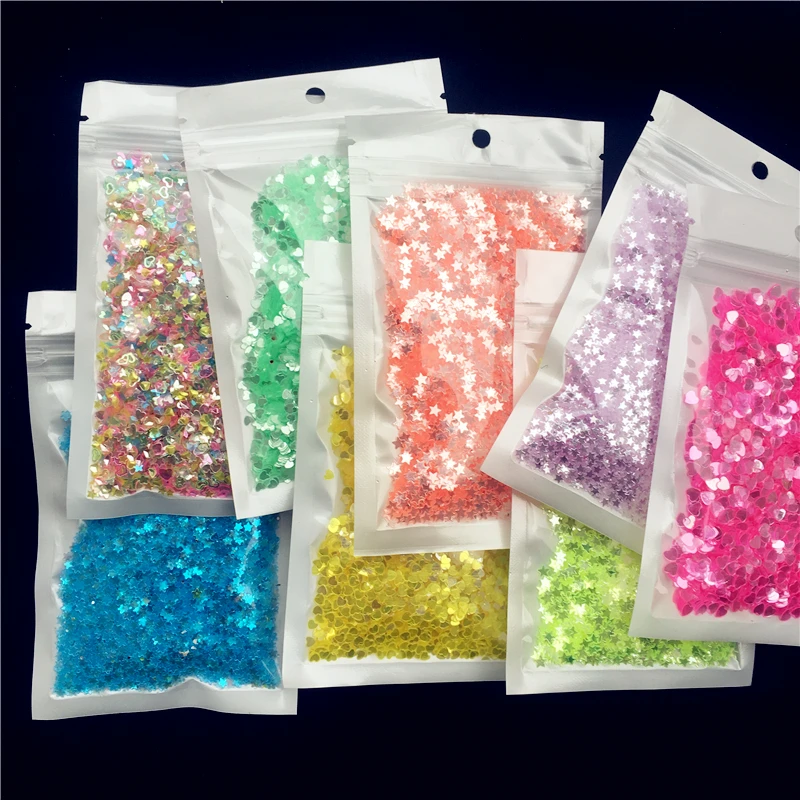 500g/Lot Star Heart Nail Glitter Sequins, High Quality Transparent Brilliant Glitters Paillettes for Girls Sequins for Crafts