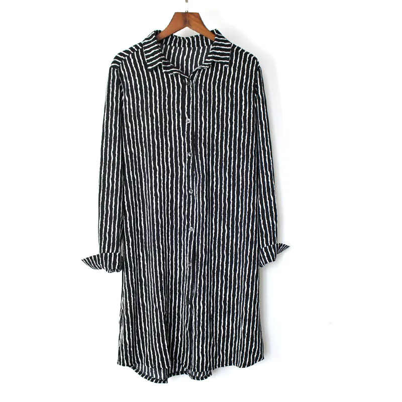 Heißer Verkauf Frauen Blusen Lange Shirts Einreiher Striped Chiffon Hemd Wilden Casual Streetwear Shirt Frauen Plus Größe Bluse