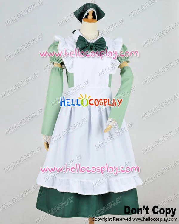 Axis Powers Hetalia Cosplay Hungary Maid Dress Costume Green Headpiece H008