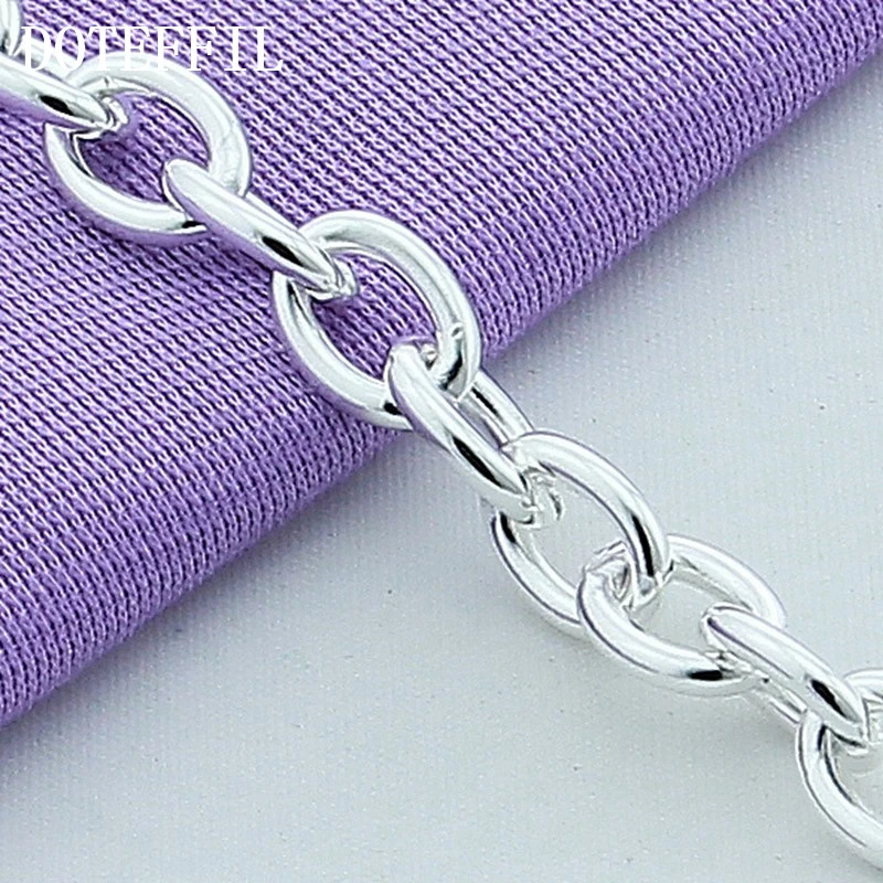 DOTEFFIL 925 Sterling Silver 8 Inch Basic Chain Bracelet For Woman Men Charm Wedding Engagement Party Fashion Jewelry