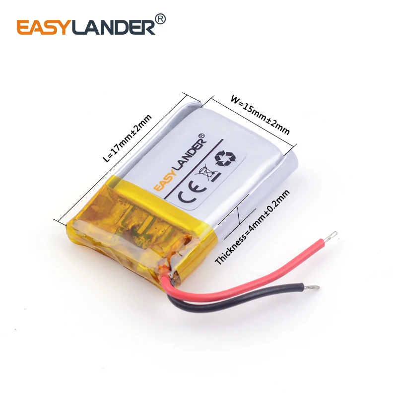 401517 3.7V 70mAh Rechargeable Lithium Li-ion Polymer Battery for MP3 Bluetooth Earphones monitor 041515