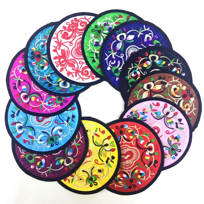 

50pcs Non-woven Embroidery Floral Pattern Ethnic Coaster Tribal Cup Teapot Mat Drink Holder Floral Tableware Placemat