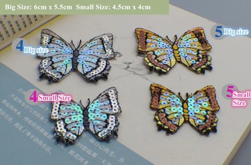 AHYONNIEX Marke 1PC pailletten schmetterling patch Eisen auf patches für kleidung kostüm kleber stickerei paste rock dekoration – Detail 5