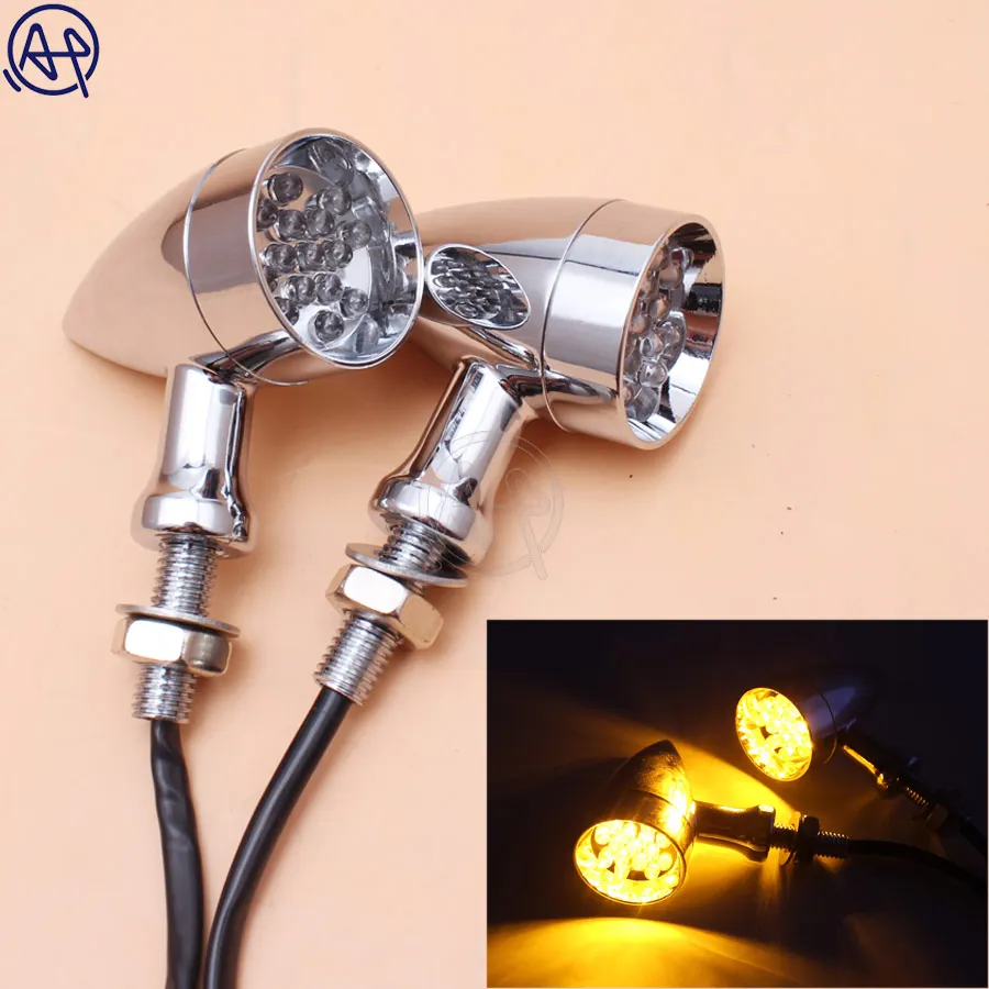 

Motorcycle 15LEDS Chrome Metal Amber Light Turn Signal Light for Harley Honda Yamaha Suzuki Kawasaki Cafe Racer Sportster