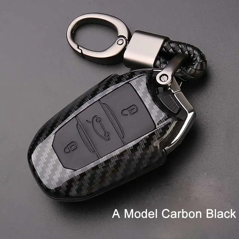 Carbon fiber car remote key cover case holder protect for Peugeot 301 308 308S 408 2008 3008 4008 5008 Car Accessories key case