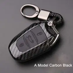 Carbon fiber car remote key cover case holder protect for Peugeot 301 308 308S 408 2008 3008 4008 5008 Car Accessories key case