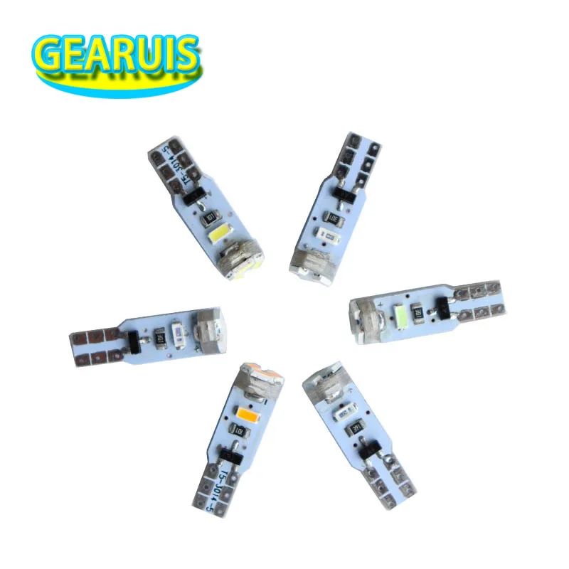 10Pcs Car LED AC 12V T5 5 LED 3014 SMD Wedge Interior Light Warning Light Map Instrument Indicator Signal LED Lamp Bulb 12V