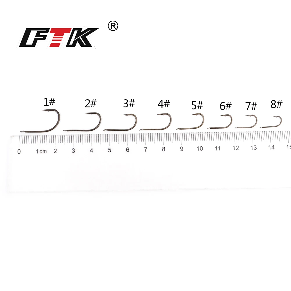 FTK 100Pcs/Lot New Flatted Round Barbed Hook 421BR SIZE1#-SIZE8# Fishing Hooks Jig Carp Anzol Fishhook Fishing Tackle