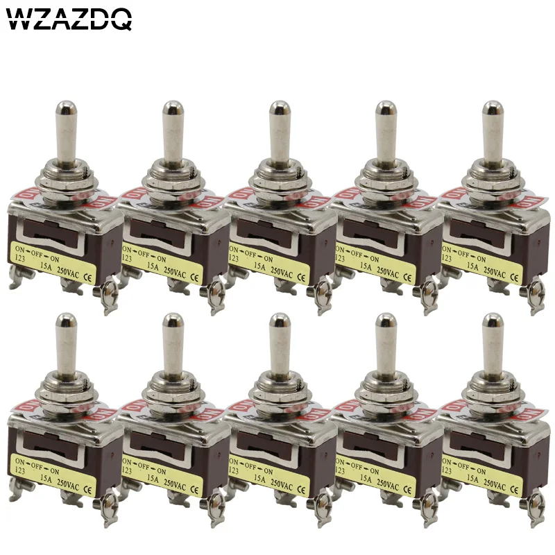 10pce high quality button switch 123 wall rocker toggle switch three legs three gears  self-reset 12mm silver contacts