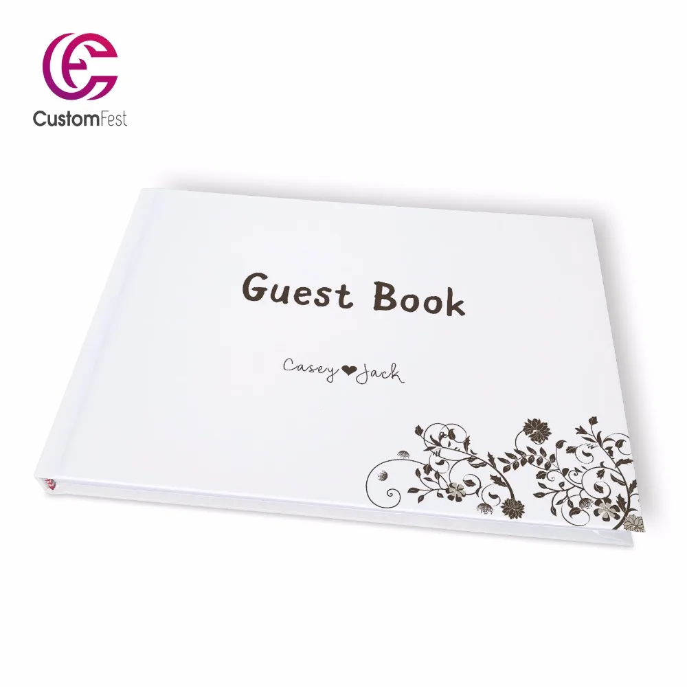 

Free shipping Wedding Brown flower personalized Guestbook GB029