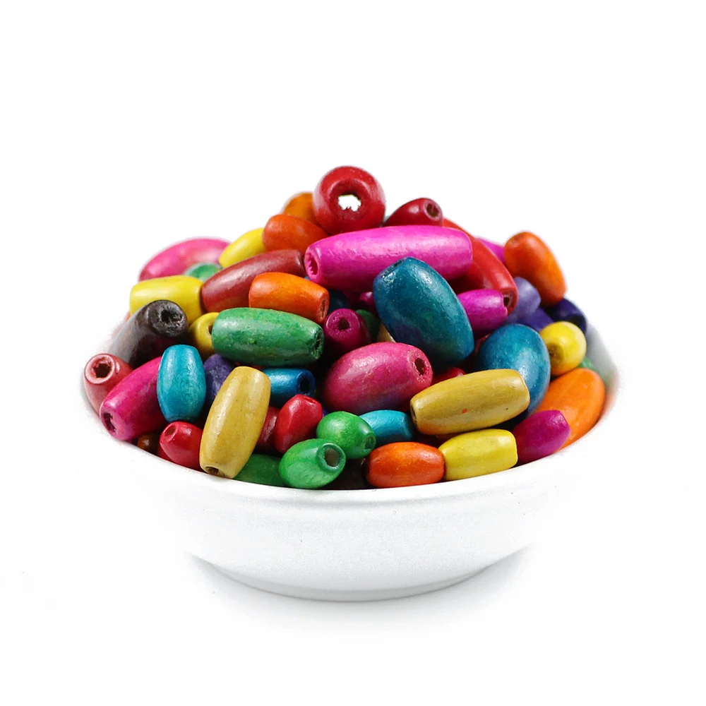 23*8/10*6/8*5/6*4mm 30~300pcs Oval DIY Cheap Beads Handmade Colored Natural Wood Beads For Bracelet Necklace Jewelry Making
