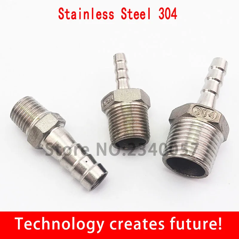 Stainless Steel 304 BSP Male Thread Pipe Fitting x Barb Hose Tail Reducer Pagoda Joint Coupling Connector