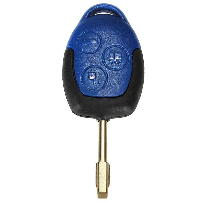 Coque de clé bleue à 3 boutons pour télécommande, pour ford transit