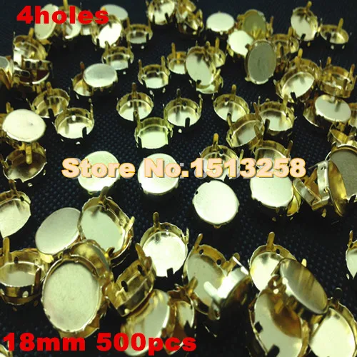 

500Pcs/Lot 18mm Round Shape Metal claw setting raw brass color for setting fancy crystal rhinestones