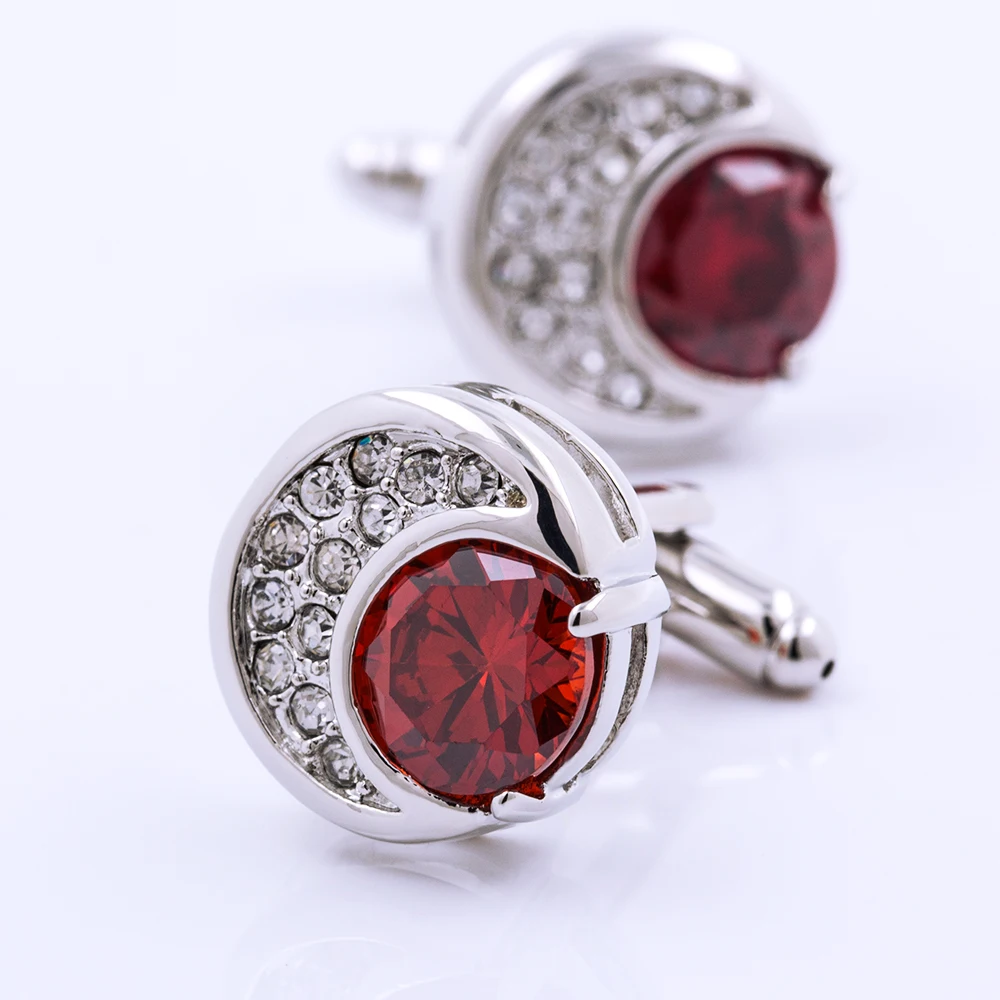 

KFLK brand men's shirt cuff button high quality round red stone cufflinks wedding gift button 2017 new products guests