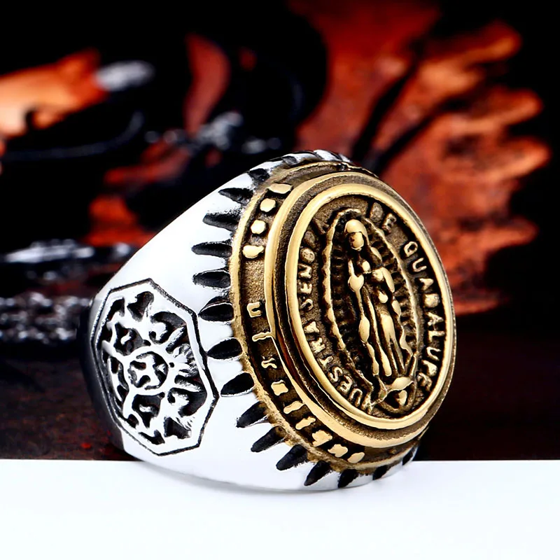 Beier new arrive 316L Stainless Steel domineering figure man Ring Fashion Jewelry Virgin Mary men Ring gift LLBR8-281R