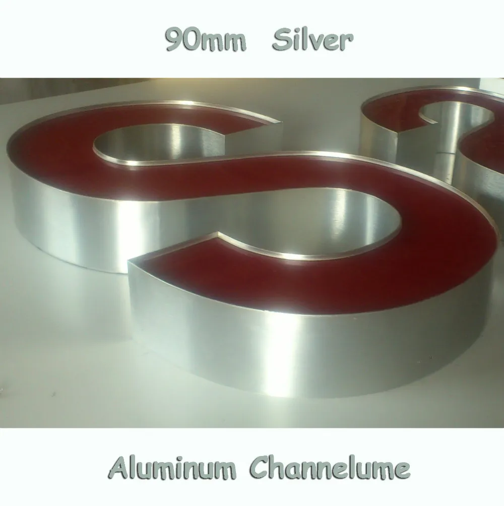 90mm Aluminium  Channelume Led Sign Letters Channel Letter Signs Trim Cap 3D Luminous Signage Making Material