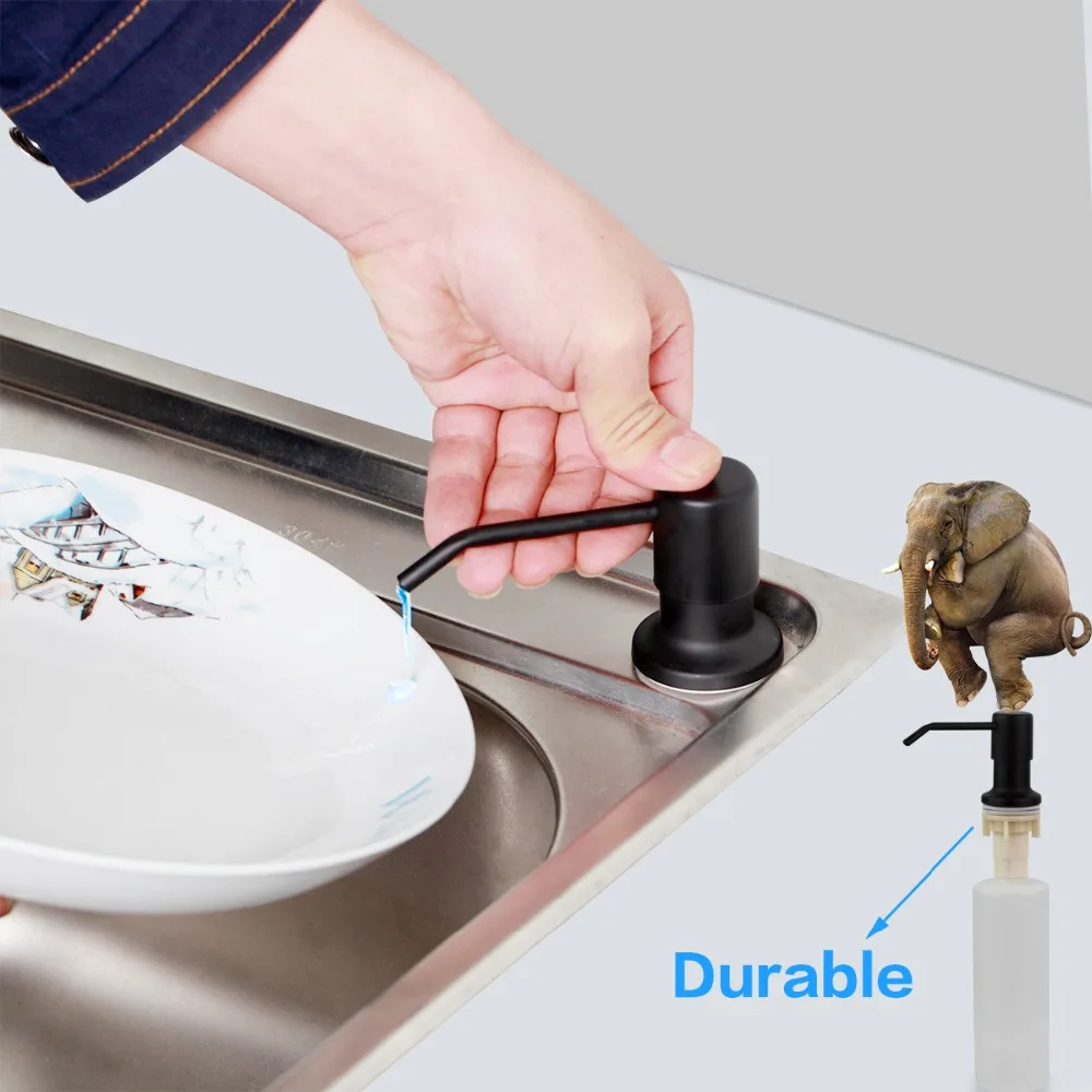 KEMAIDI Matte Black Soap Dispenser  Chrome&Brushed Nickel Countertop Liquid Dish Hand Pump  Kitchen Sink Soap Dispenser