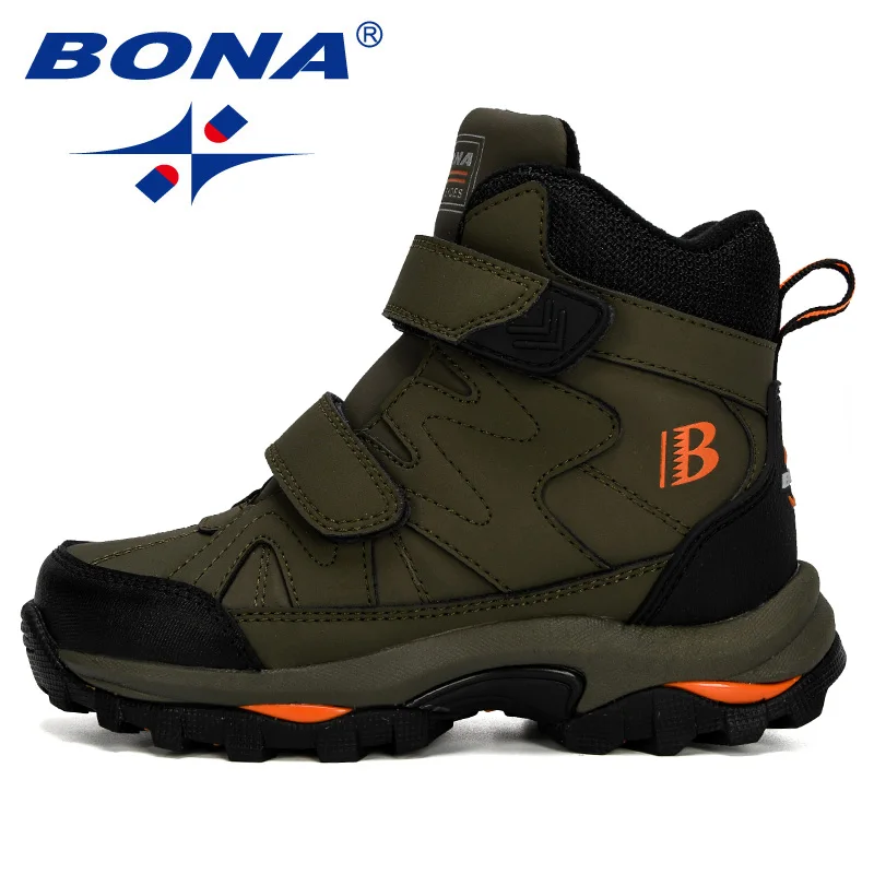 BONA New Popular Style Winter Children\'s Snow Boots Boys Girls Fashion Waterproof Warm Shoes Kids Thick Mid Non-Slip Boots