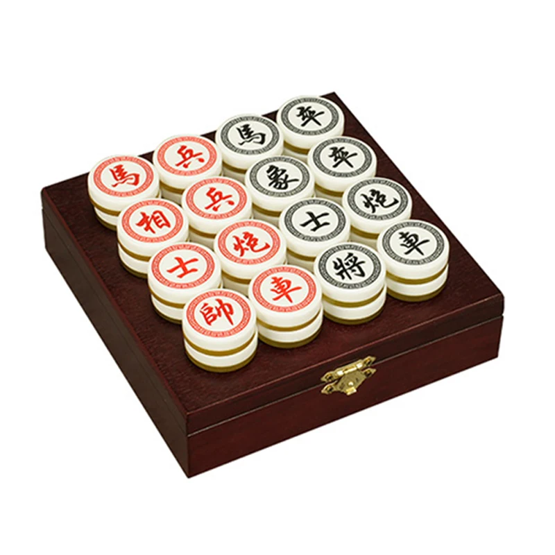 

BSTFAMLY Chinese Chess Wood Box 32Pcs/Set Old Game of Go Xiang Qi International Checkers Folding Toy Gifts Diameter=3.5cm LC03