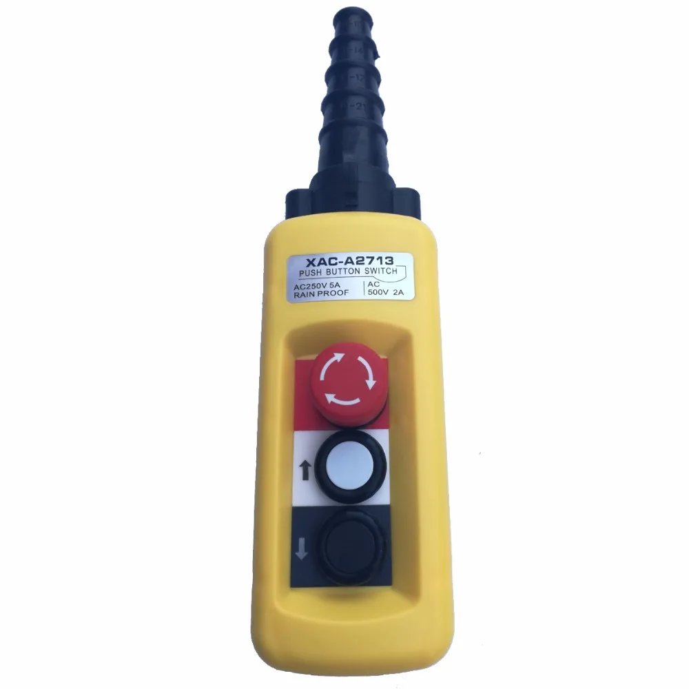 

XAC-A2713 250V 5A IP65 Rainproof Crane Pendant Control Station Push Button Switch Emergency Stop Switch