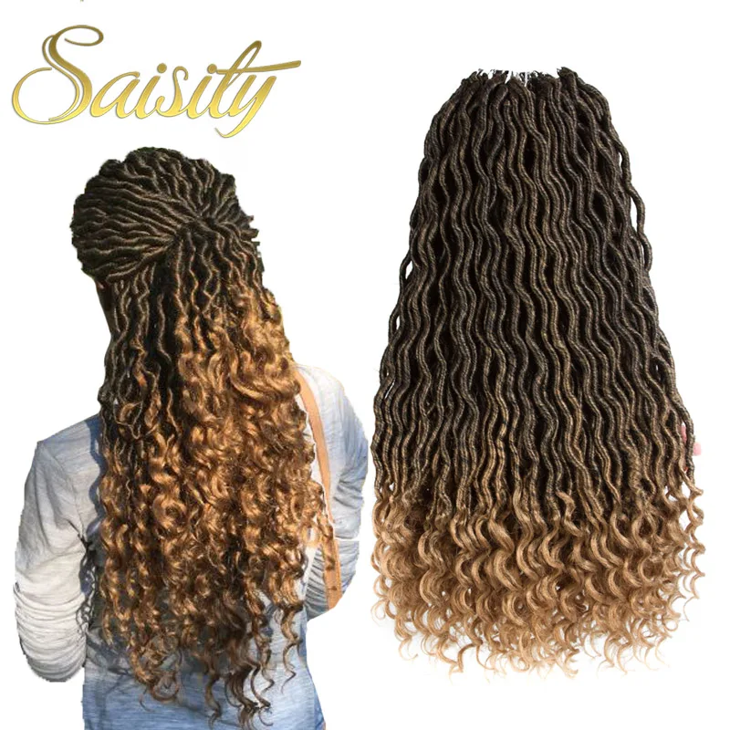 Saisity Bohemian Faux Locs Synthetic Crochet Braiding Hair Bulk  Crochet Extensions Braiding Hair Ombre Braids