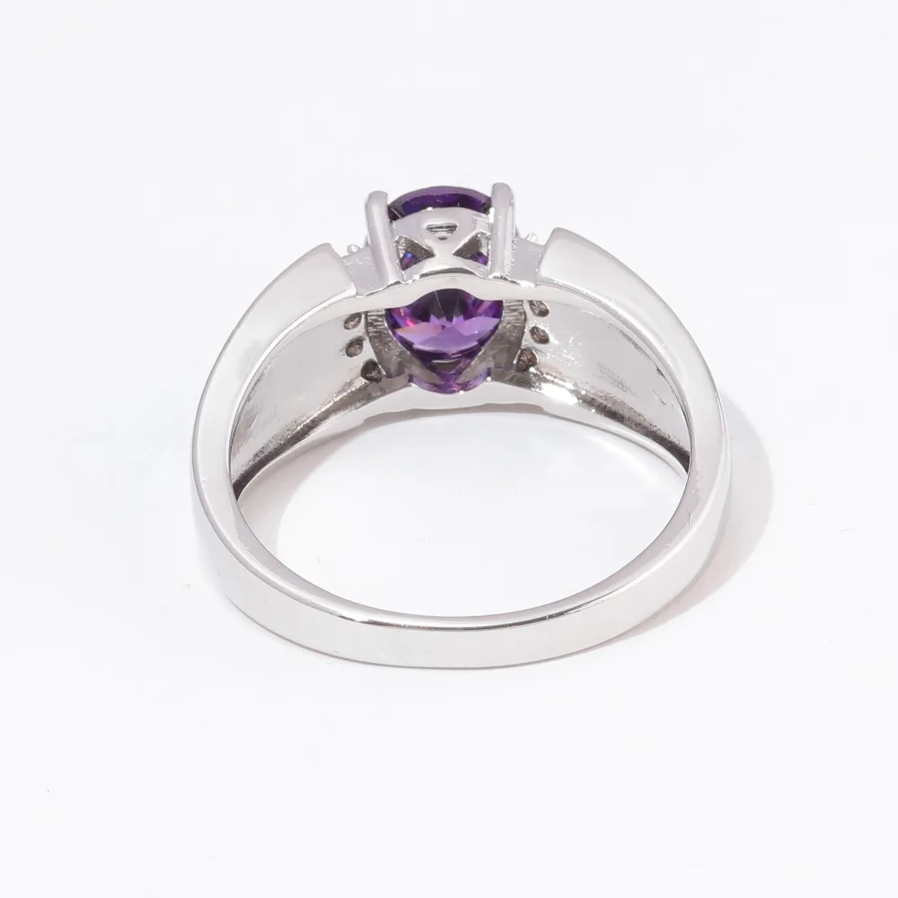 CiNily Vintage Blue Fire Opal Silver Plated Filled Rings Purple CZ Gem Clear Crystal Stone Lavish Large Party Jewelry Women Men