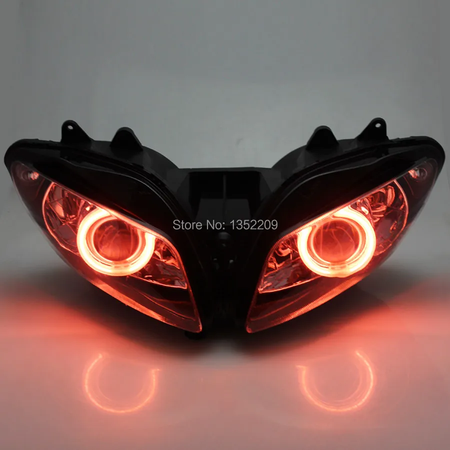 Motorcycle Projector HID Headlight Assembly Red Angel Eyes LED Headlamp For Yamaha YZF R1 2000-2001