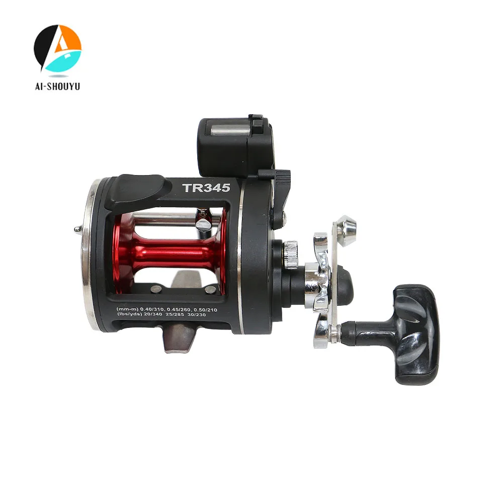 New Cast Drum Fishing Reel 2+1BB 3.8:1 Slow Jig Sea Fishing Reel Fishing Line Counter Trolling Fishing Reels For Big Fish