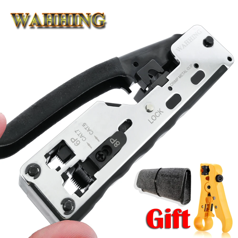 Multifunctio Crimp Metalen Clip RJ45 Tool Netwerk Crimper Krimpgereedschap Voor Cat7 Cat6 Cat5e Cat5 STP Stekkers RJ45 Connector Kabels