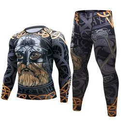 Brand new Men Suit Rashguard Long Sleeve Crossfit Men T Shirt Compression Sportswear Set Men Thermal Fitness Clothing Tracksuit