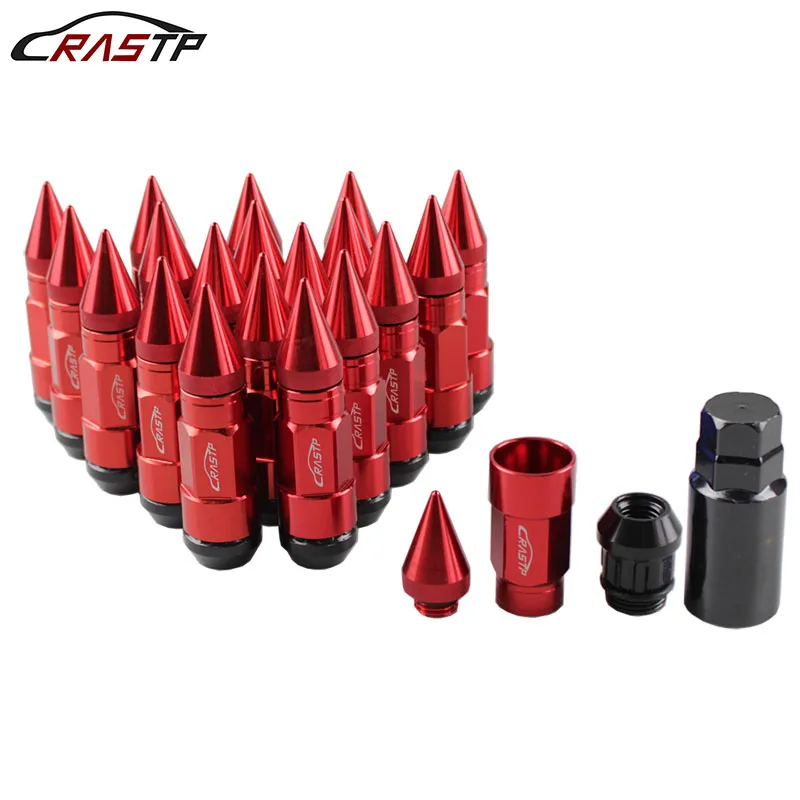 PASTP-20pcs Racing Composite Nut Anti-Theft Steel Head Alloy Aluminum Lock Wheel Lug Nut Bolt with Extended Spike Lug Nuts LN043