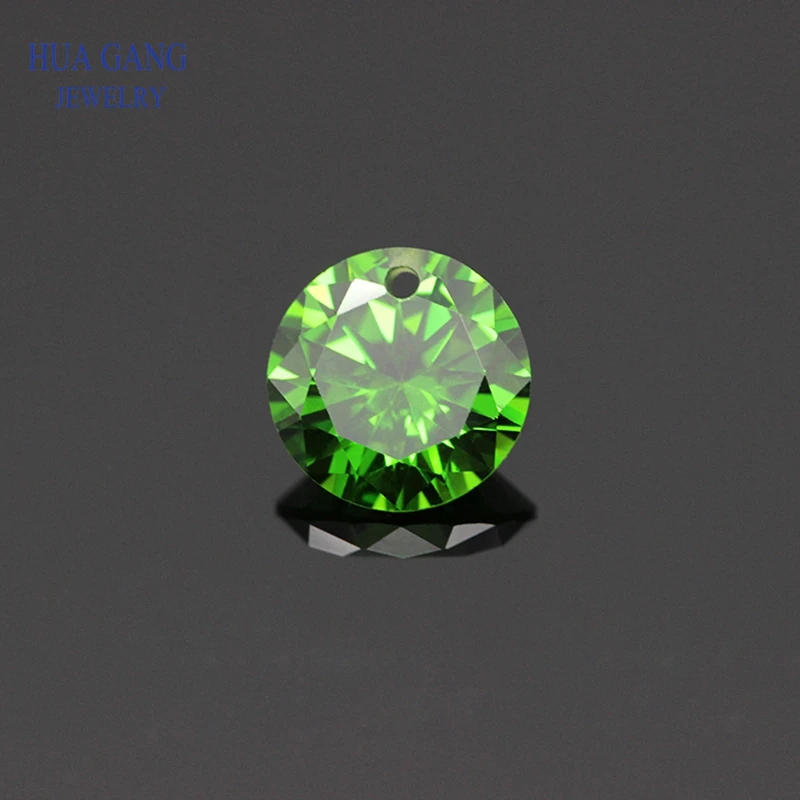 

Single Hole AAAAA Round Brilliant Green Cubic Zirconia Stone For DIY Jewelry Making Beads 3~10mm High Quality CZ Stones