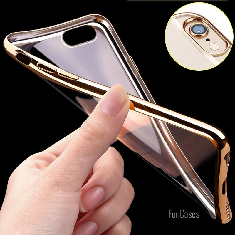 Luxury Soft Silicon Case For iPhone 5 5S 5C SE 6 6S 7 Plus Gold Plated Flexible TPU cover Ultra Thin Phone Back Cover Slim ajax