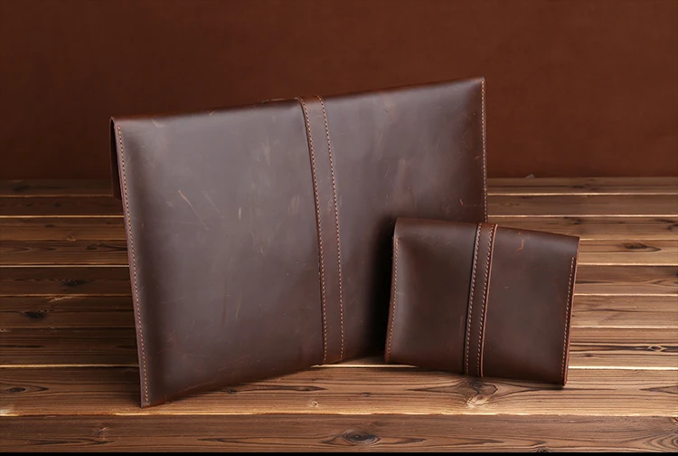 Genuine Leather A4 Filing Documents 13/15 Inch Macbook iPad Pro Storage Bag Inner Jacket Laptop Tablet Protector Organizer