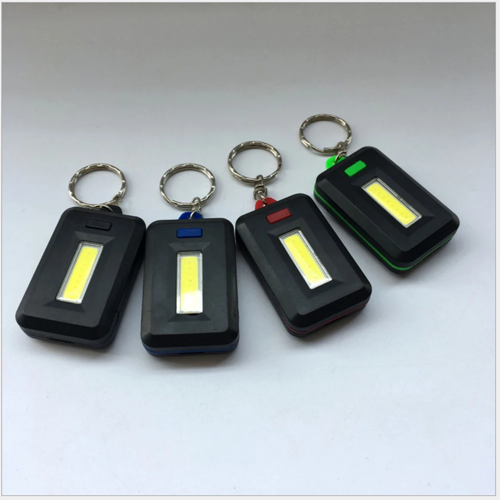 1PCS Portable Mini COB LED Keychain Flashlight Key Chain Keyring Torch Light Lamp With Carabiner For Camping Hiking Fishing
