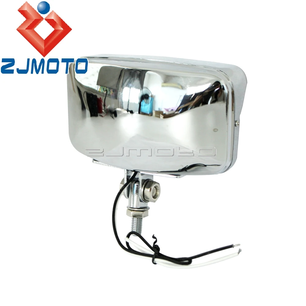 Chrome Vintage Motorcycle Rectangle Headlight Retro Front Lamp For Harley Honda Yamaha Scrambler Cruiser VT VTX XS CB GN